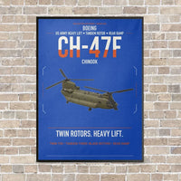 Thumbnail for Boeing CH-47F Chinook vertical canvas print - framed - blue background