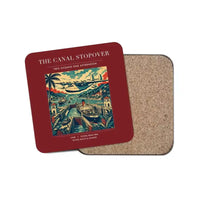 Thumbnail for The Canal Stopover - Designed Coasters design on dark red 1-piece