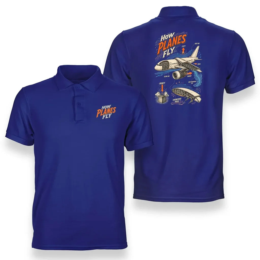 SIGNAL 616 - How Planes Fly V2 - Double-Side Polo design on blue double side polo