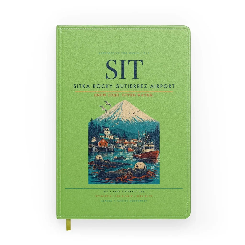 Sitka Rocky Gutierrez Airport (SIT) design on light green notebook
