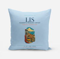 Thumbnail for Lisbon Humberto Delgado Airport (LIS) design on light blue pillow