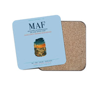 Thumbnail for Midland International Air and Space Port (MAF) design on light blue 1 piece coaster