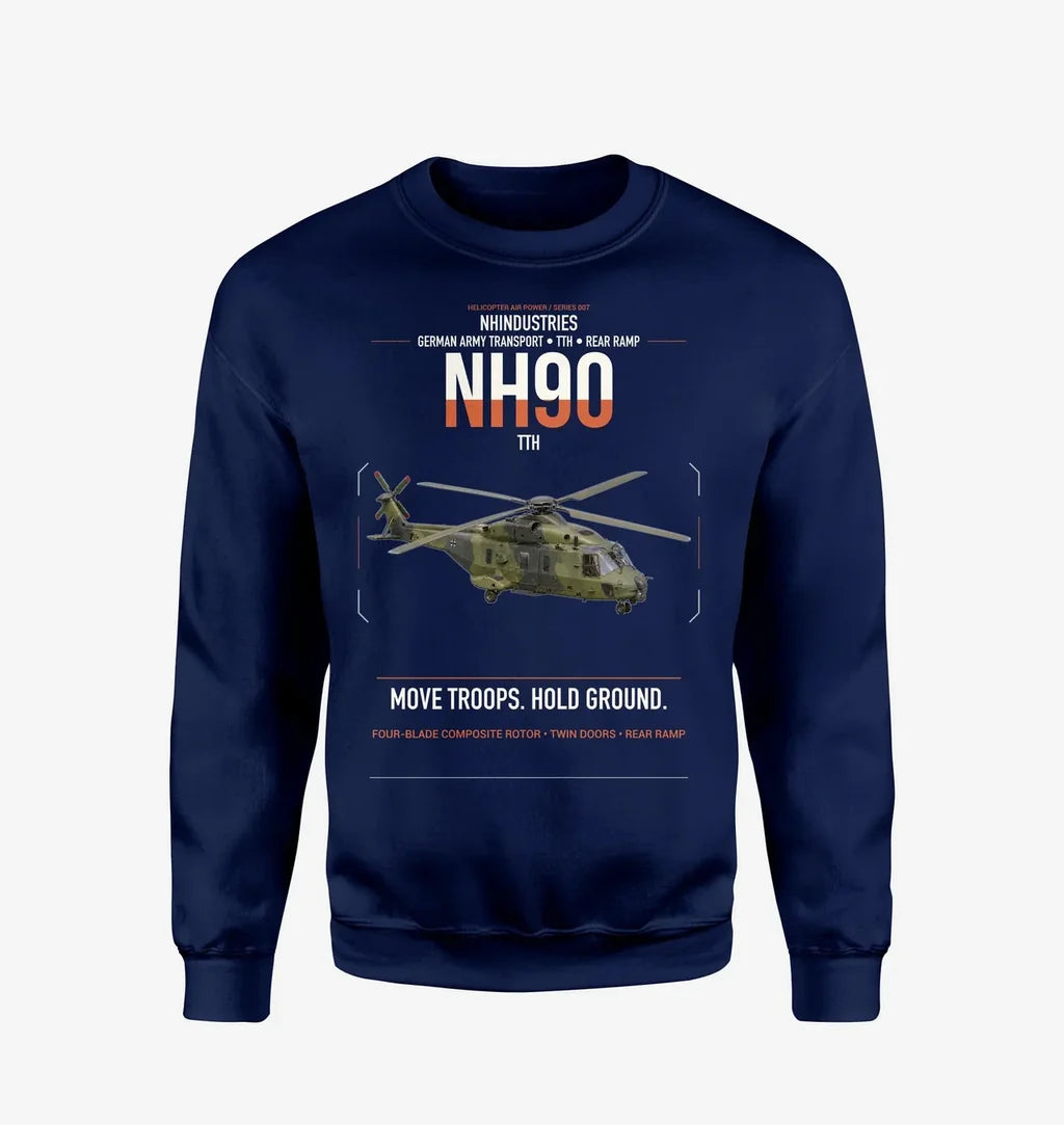 NHIndustries NH90 TTH design on navy blue sweatshirt