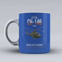 Thumbnail for Bell Canada CH-146 Griffon design on blue ceramic mug, double-side print