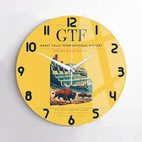 Thumbnail for Great Falls International Airport (GTF) design on yellow no frame wall clock
