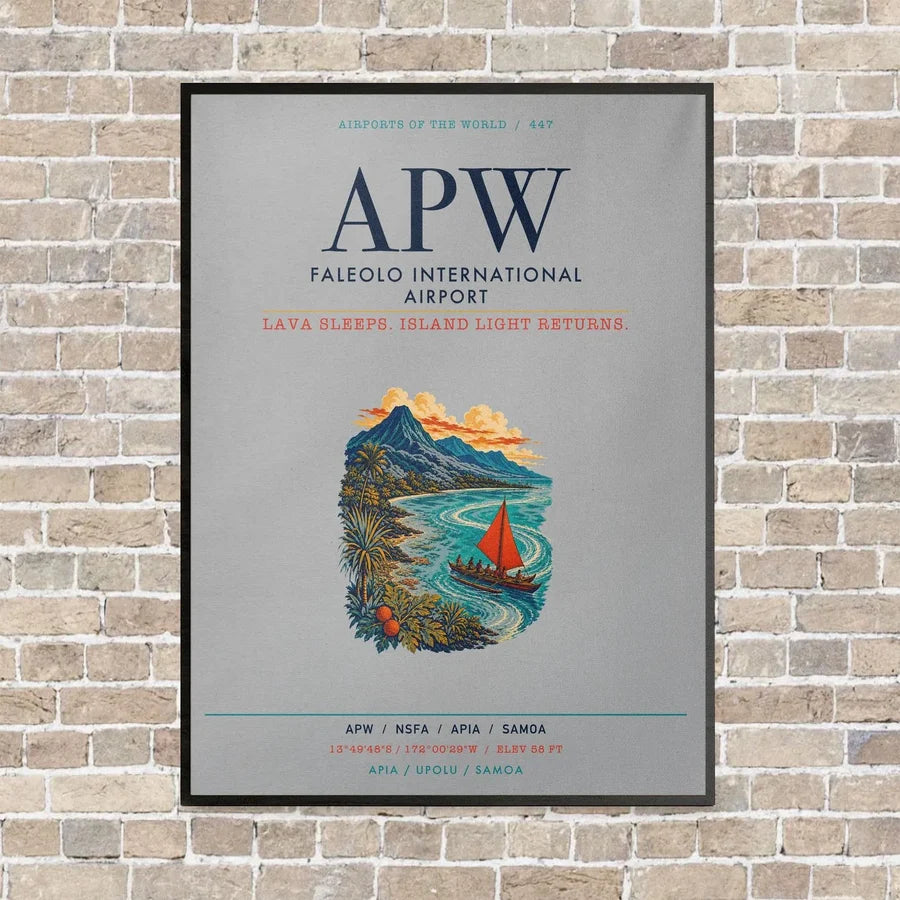 Faleolo International Airport APW vertical canvas print - framed - light gray background
