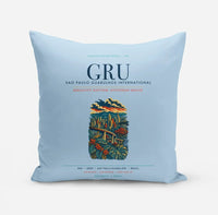 Thumbnail for Sao Paulo Guarulhos International Airport (GRU) design on light blue pillow