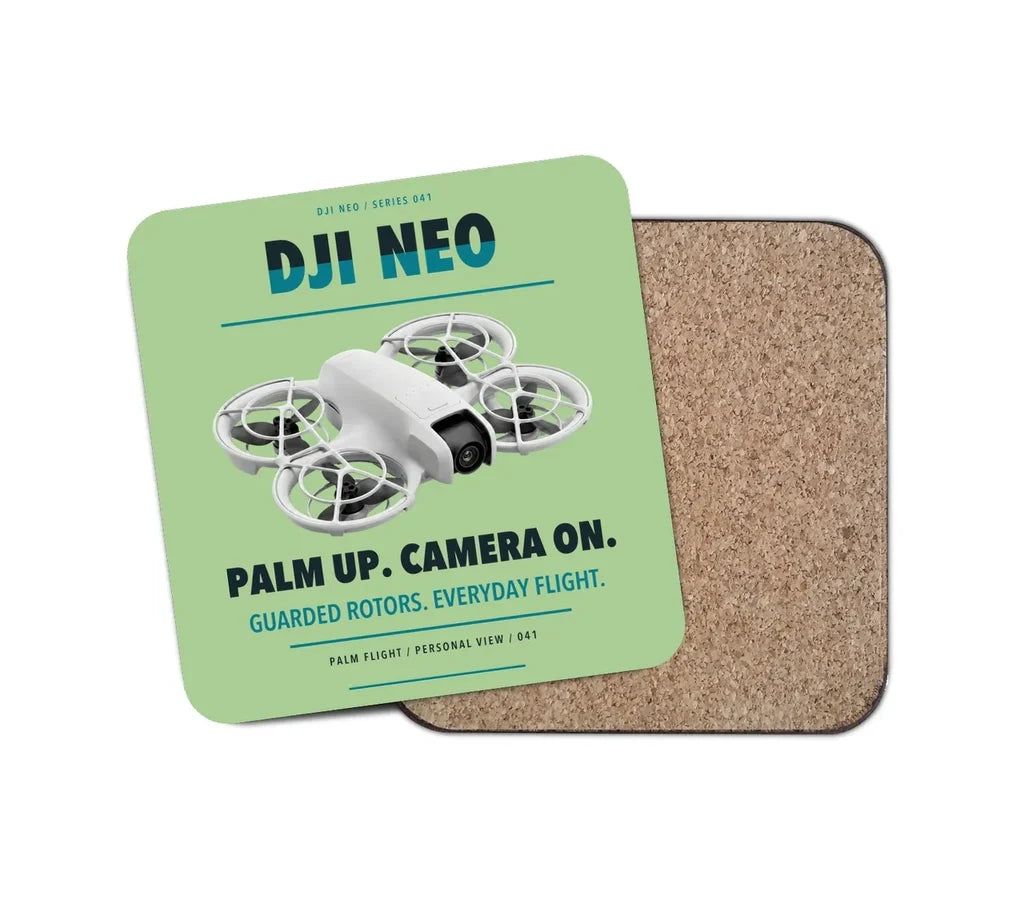 DJI Neo design on light green 1 piece coaster