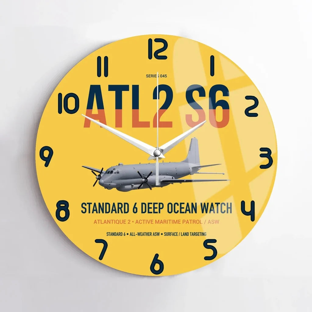 Atlantique 2 Standard 6 design on yellow no frame wall clock