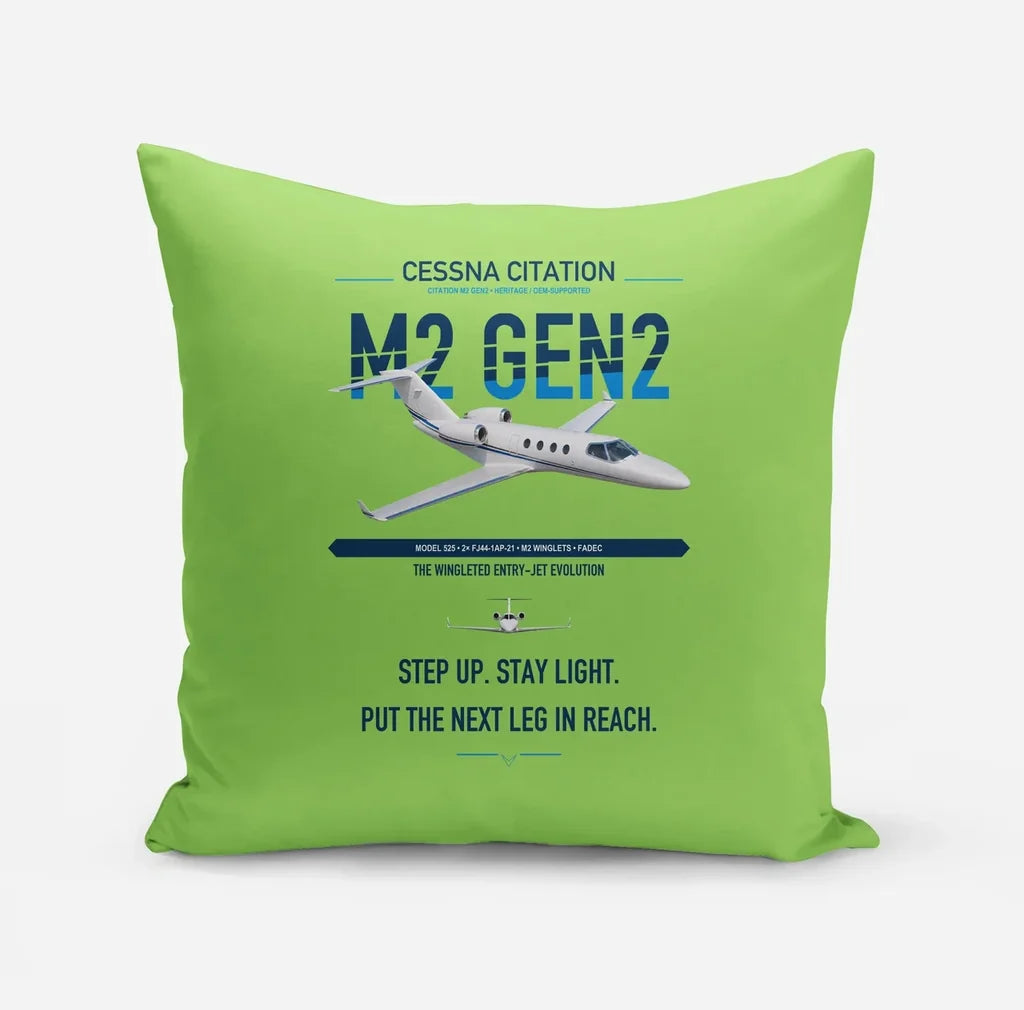 Cessna Citation M2 Gen2 design on light green pillow