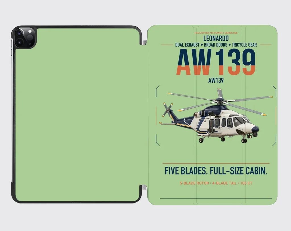 Leonardo AW139 design on light green ipad tablet case