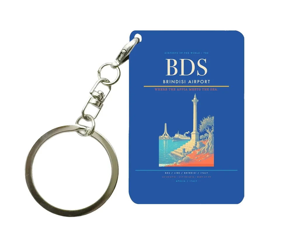 Brindisi Airport (BDS) design on blue key chain