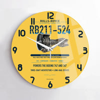 Thumbnail for RB211-524 design on yellow no frame wall clock