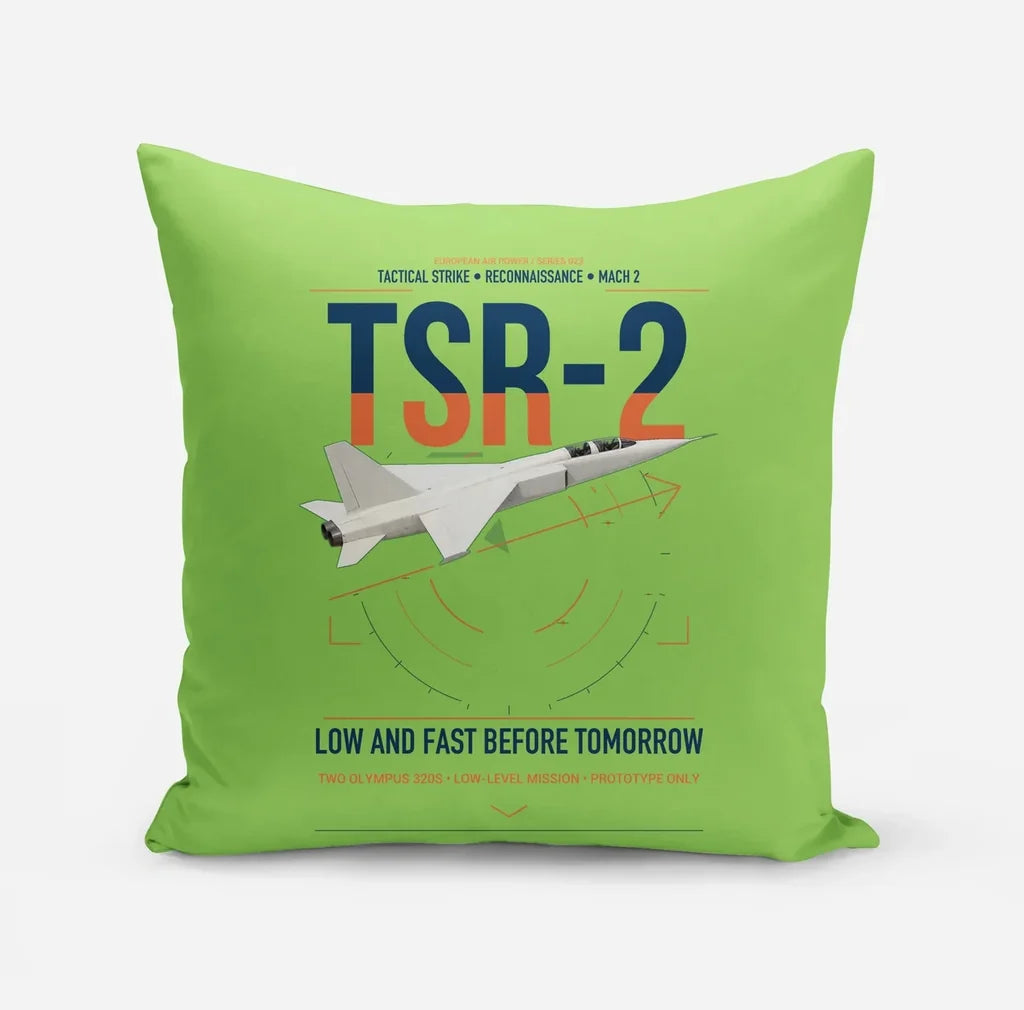 BAC TSR-2 design on light green pillow