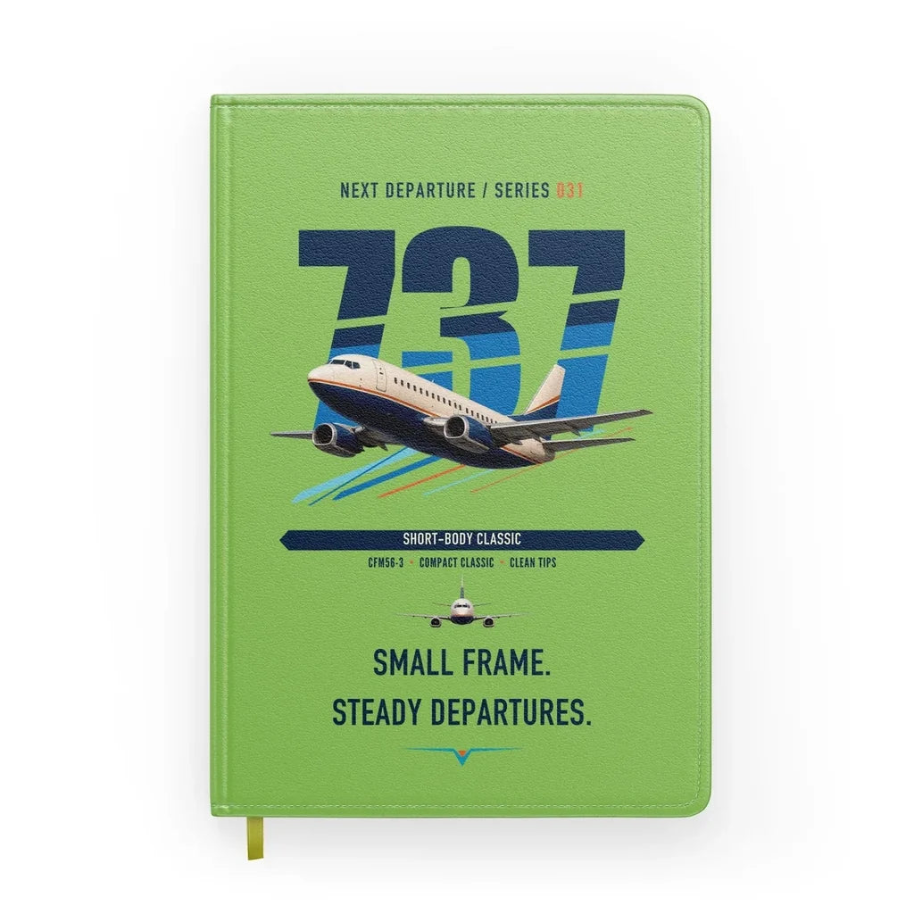 Boeing 737-500 Classic design on light green notebook