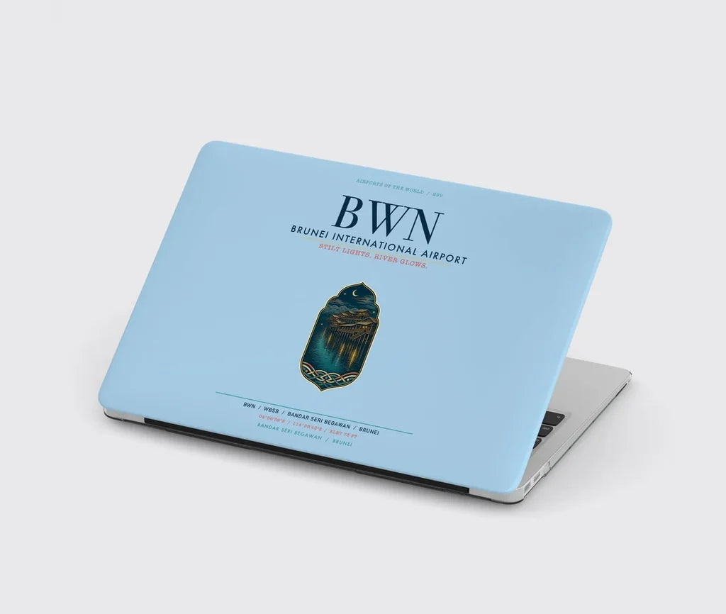 Brunei International Airport Bandar Seri Begawan (BWN) design on light blue MacBook case