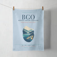 Thumbnail for Bergen Airport Flesland (BGO) design on light blue towel