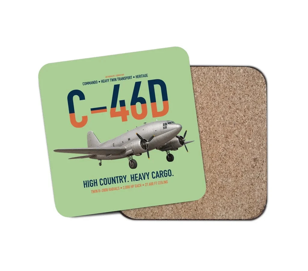 C-46D Commando design on light green 1 piece coaster