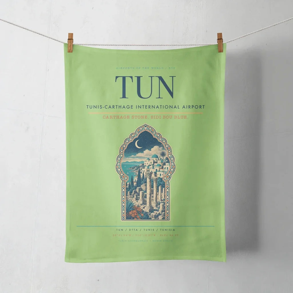 Tunis-Carthage International Airport (TUN) design on light green towel