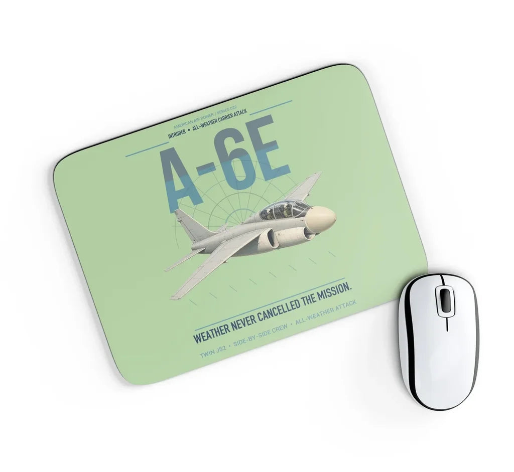 A-6E Intruder design on light green rectangle mouse pad