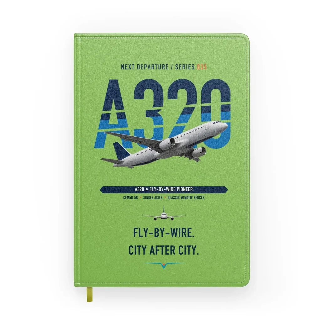Airbus A320 design on light green notebook