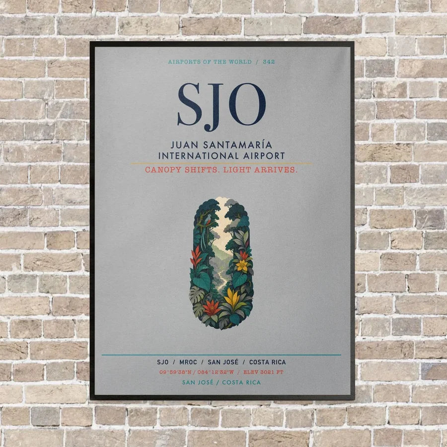 Juan Santamaría International Airport SJO vertical canvas print - framed - light gray background