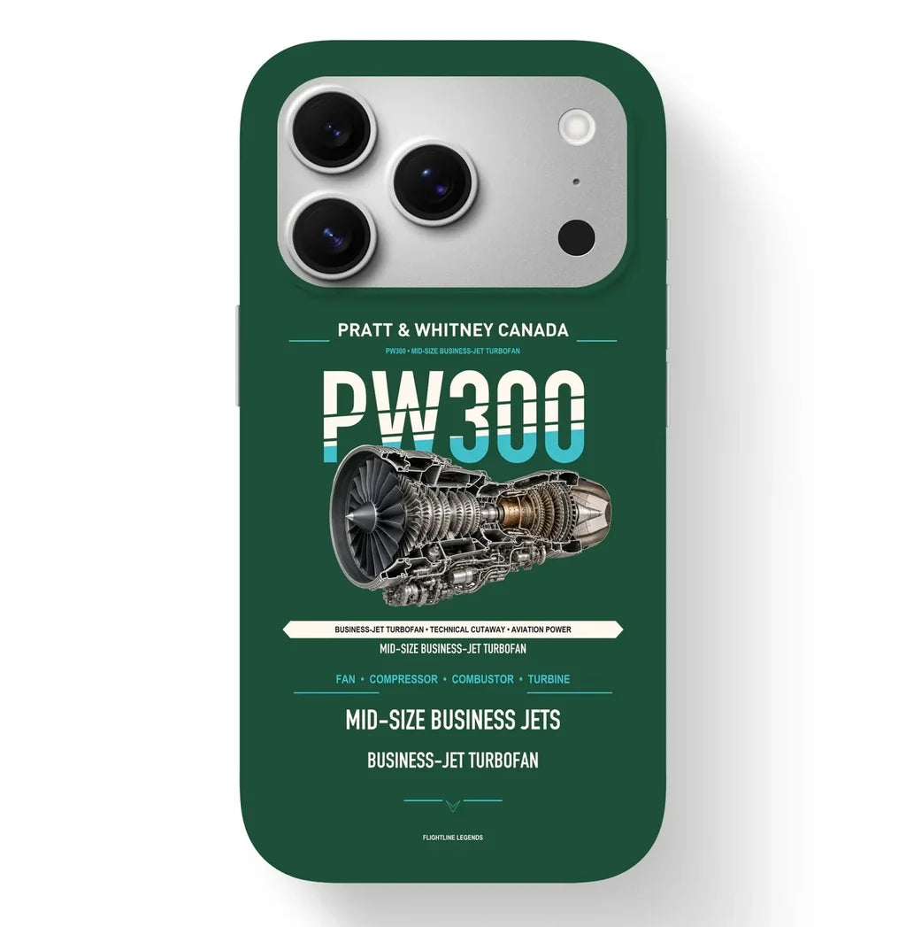 PW300 Case design on dark green iphone case