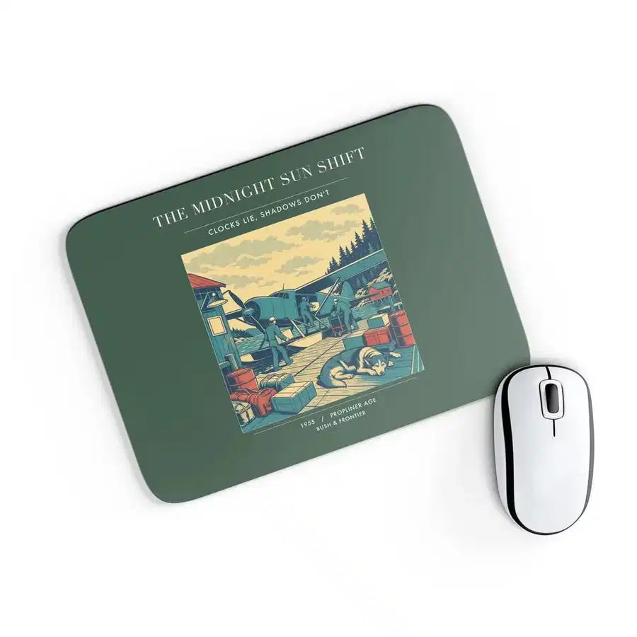 VINTAGE G4284 - The Midnight Sun Shift - Designed Mouse Pads design on darkgreen rectangle