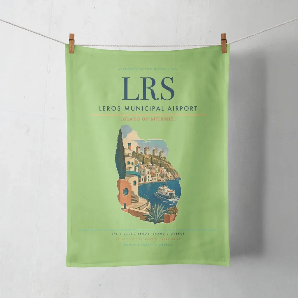 Leros Municipal Airport (LRS) design on light green towel