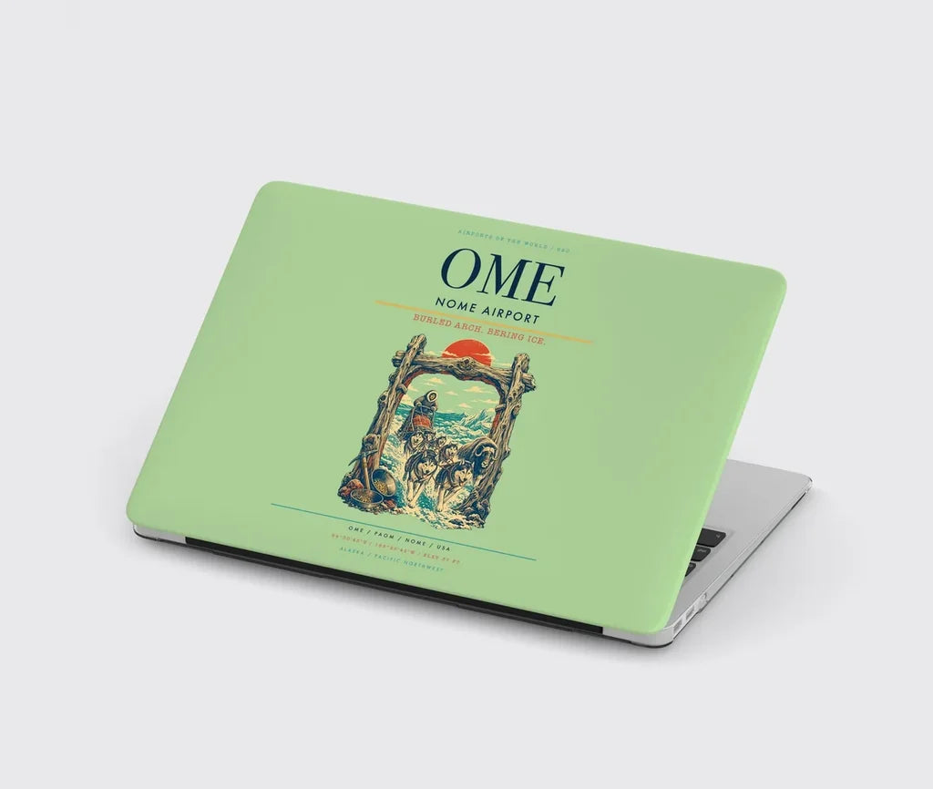 Nome Airport (OME) design on light green MacBook case