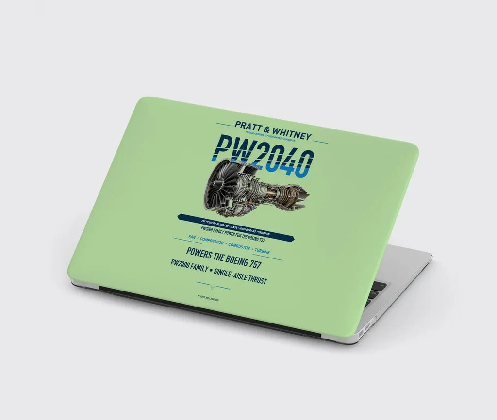PW2040 design on light green MacBook case