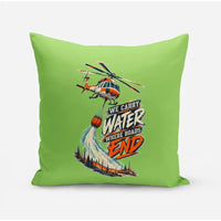 Thumbnail for We Carry Water Where Roads End design on light green pillow