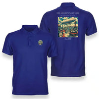 Thumbnail for VINTAGE G4012 - The Airship Promenade - Double-Side Polo T-Shirt design on blue
