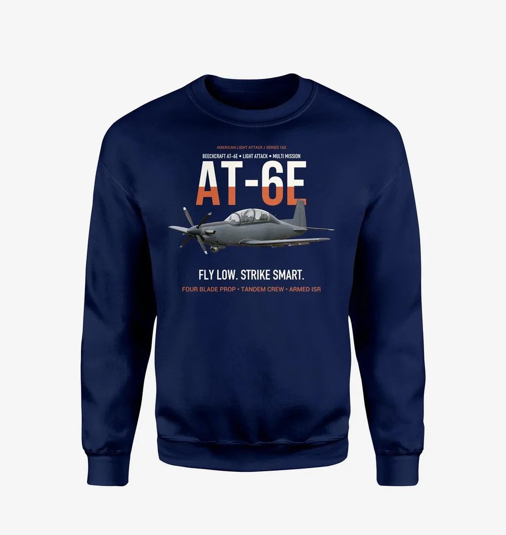 AT-6E Wolverine Light Attack design on navy blue sweatshirt