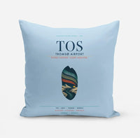 Thumbnail for Tromsø Airport (TOS) design on light blue pillow