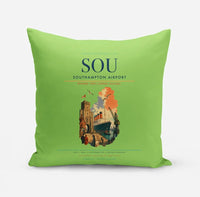 Thumbnail for Southampton Airport (SOU) design on light green pillow