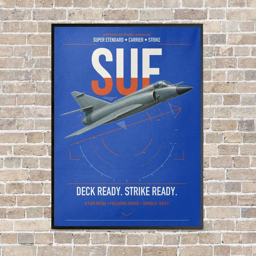 Dassault Super Étendard vertical canvas print - framed - blue background