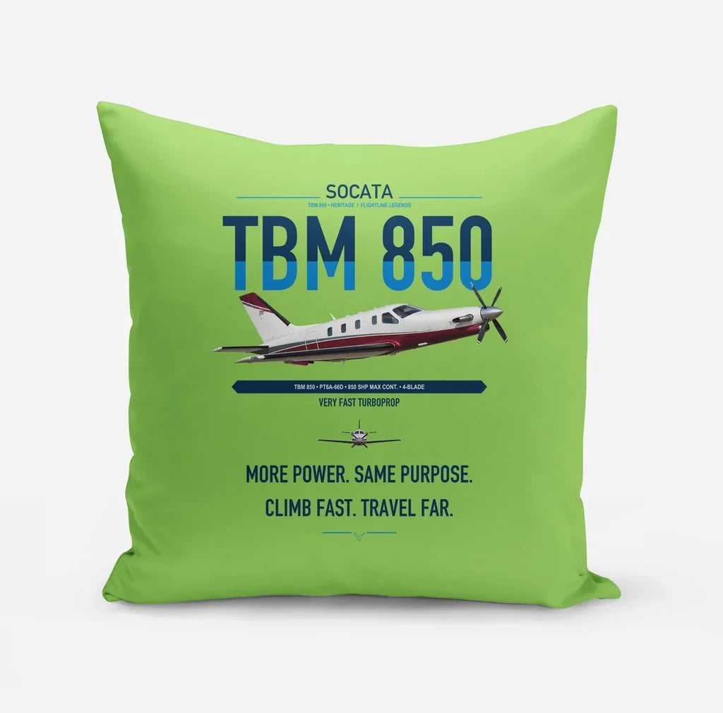 Socata TBM 850 design on light green pillow