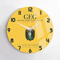 Thumbnail for Spokane International Airport (GEG) design on yellow no frame wall clock