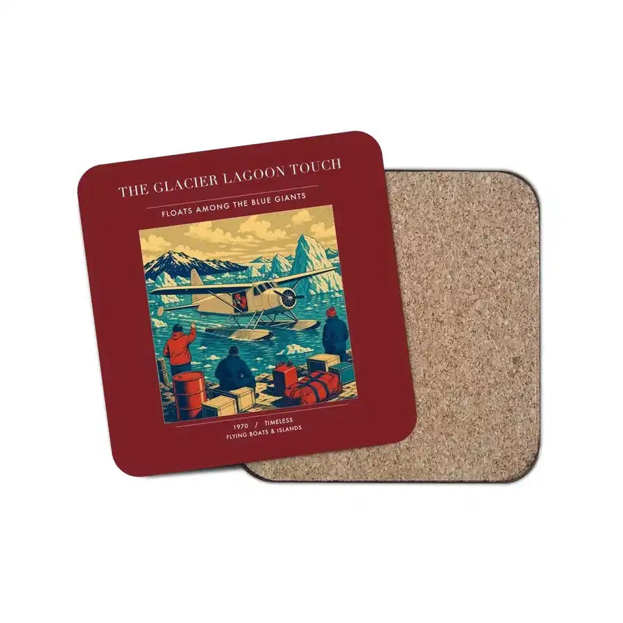 The Glacier Lagoon Touch - Designed Coasters design on dark red 1-piece