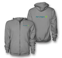 Thumbnail for Aer Lingus Airlines logo on gray zipped hoodie