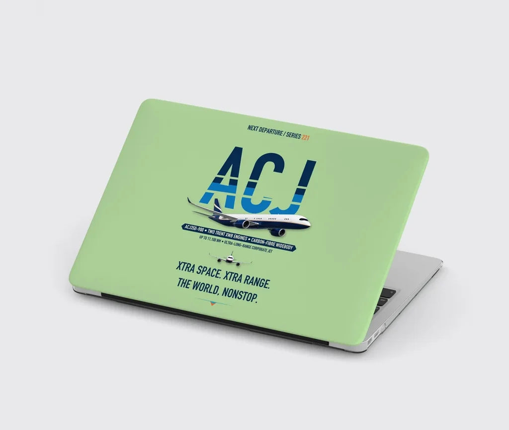 Airbus ACJ350 / exact ACJ350-900 design on light green MacBook case