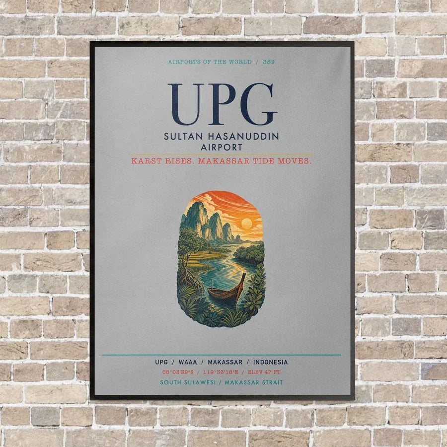 Sultan Hasanuddin Airport UPG vertical canvas print - framed - light gray background