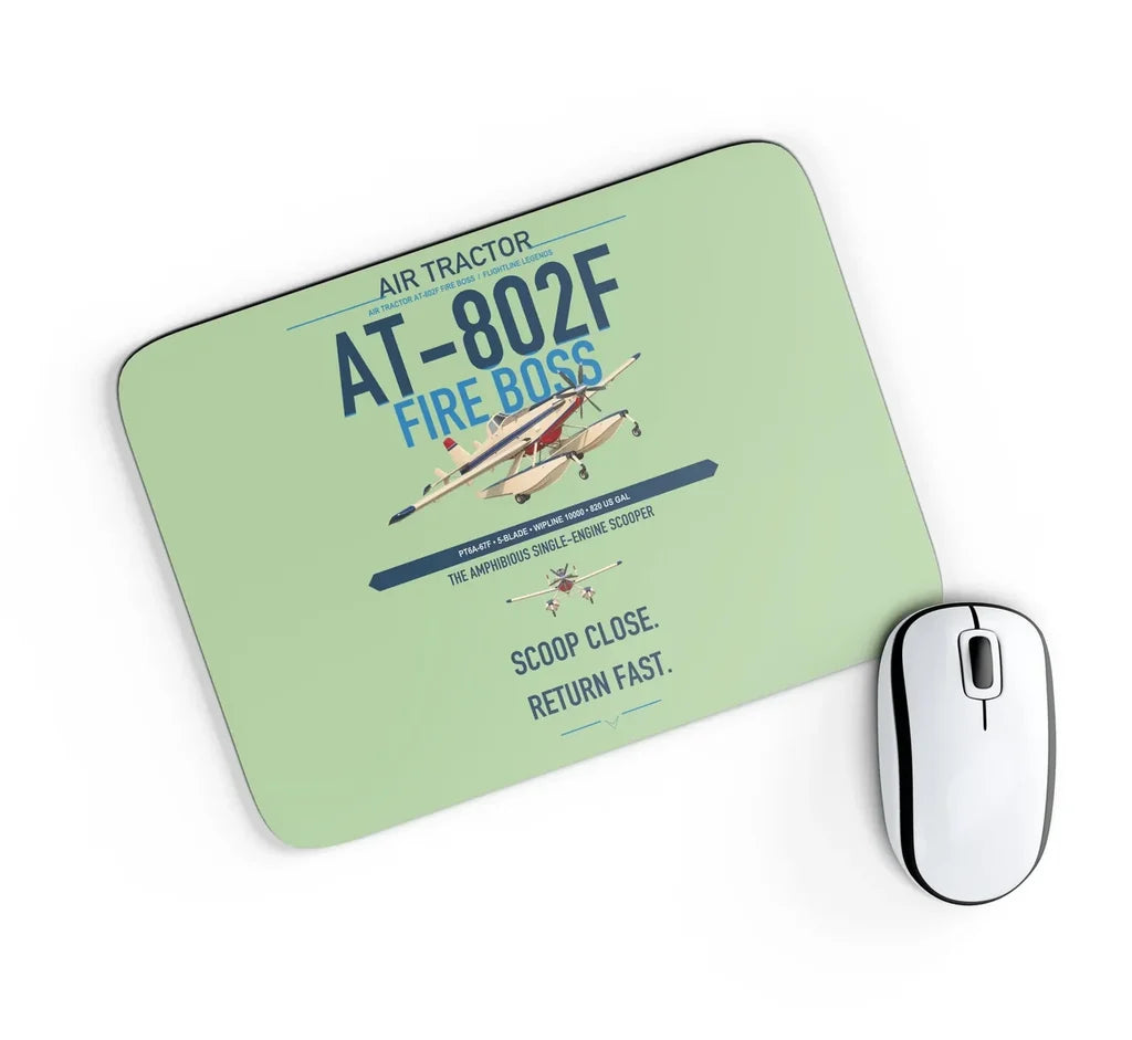 Air Tractor AT-802F Fire Boss design on light green rectangle mouse pad