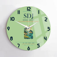 Thumbnail for Sendai Airport (SDJ) design on light green no frame wall clock