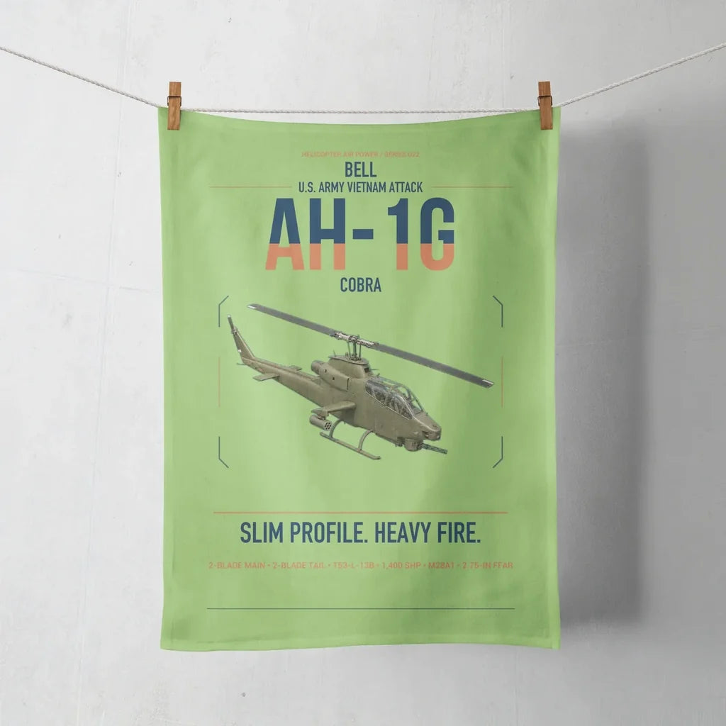 Bell AH-1G Cobra design on light green towel