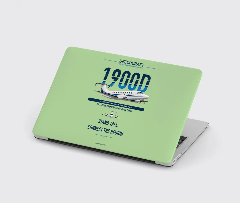 Beechcraft 1900D design on light green MacBook case