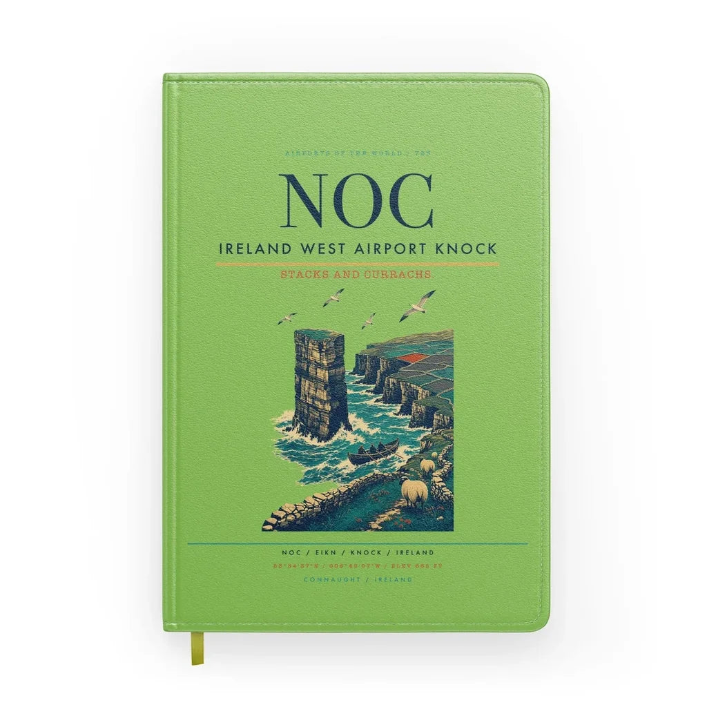Ireland West Airport Knock (NOC) design on light green notebook