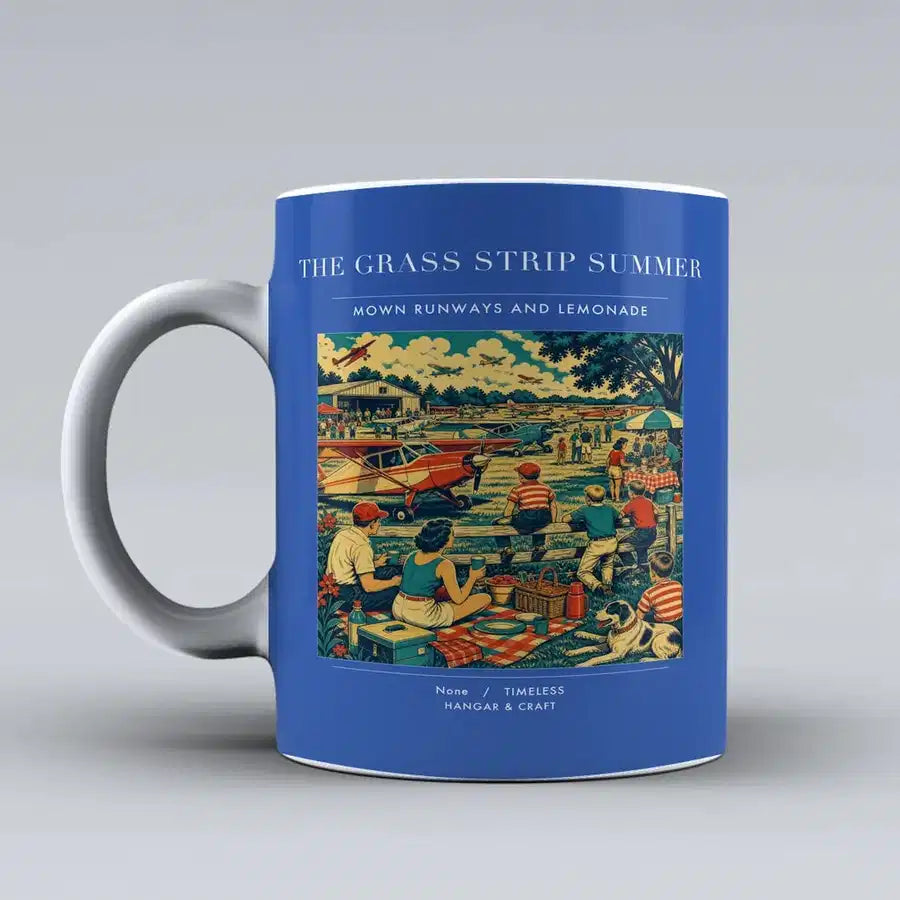 VINTAGE G4142 - The Grass Strip Summer - Ceramic Mug design on blue