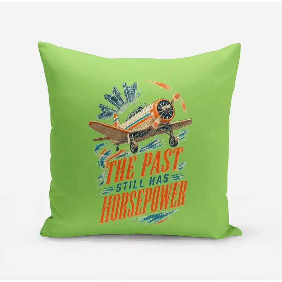 The Past Still Has Horsepower design on light green pillow